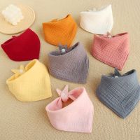 [COD] The new four-layer plain triangular scarf newborn baby gauze eating bib maternal and child supplies