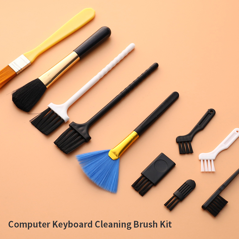 Abnaok Small Portable Plastic Handle Nylon Anti Static Brushes Computer Keyboard Cleaning Brush Kit 