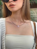 Gails NFK116 Pink Enamel Square Necklace