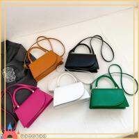 PEANTEK สีทึบทึบ กระเป๋าสะพายไหล่แบบสั้น สี่เหลี่ยมสี่เหลี่ยม หนังพียู กระเป๋า Crossbody เรโทร โซ่ห่วงโซ่ ถุงใต้วงแขน สำหรับผู้หญิง