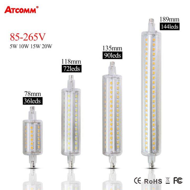 worth-buy-โคมไฟฟลัดไลท์ขนาด118มม-หรี่แสงได้สปอตไลท์ไฟ-led-r7s-78-135-189มม-ไฟ85v-265v-5w-10w-15w-20w-เปลวไฟไม่กระพริบสูง