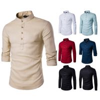 [COD] 2022 Foreign Trade New Mens Color Collar Sleeve Cotton Shirt Large Size Fashion Men