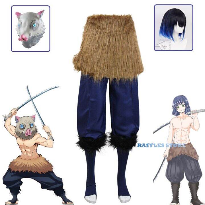 Inosuke Cosplay Pants Suit Mask Wig Anime Demon Slayer Kimetsu No Yaiba