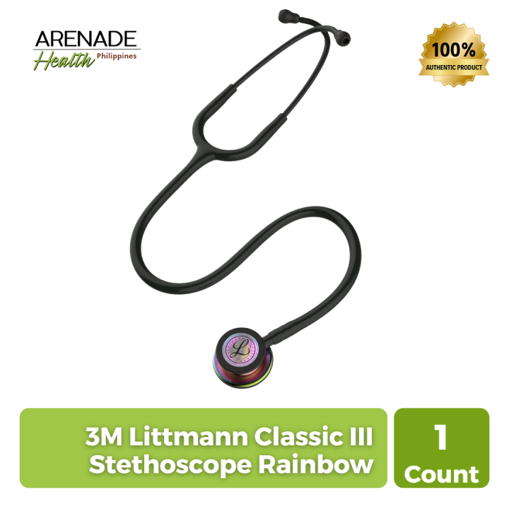 3M Littmann Classic III Stethoscope Rainbow Finish Chestpiece Black