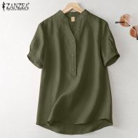 ZANZEA Short Sleeve Color V-Neck Blouses