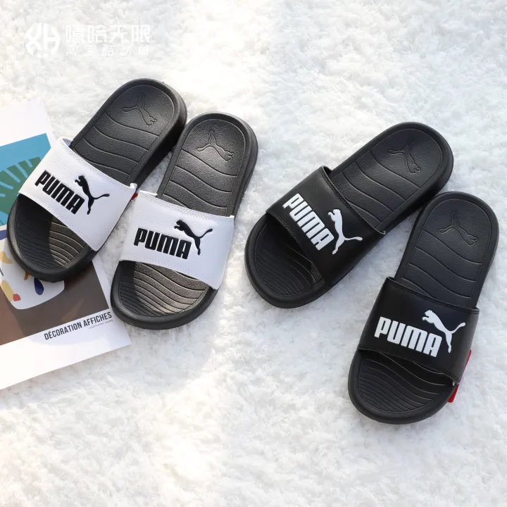 Puma popcat Puma black and white beach slippers for couples in spring ...