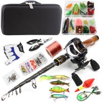 2.1m Casting Fishing Rod and Reel Combo Set with Telescopic Spinning Rod and Spinning Reels Fishing Line Lure Hooks Full Kit