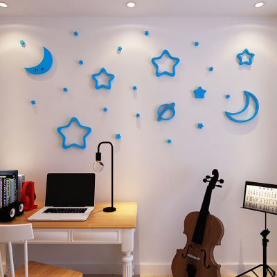 Cartoon Stars Moon Starry Sky Wall Stickers 3D Acrylic Wall Stickers Childrens Room Ceiling Decorative Wall Stickers