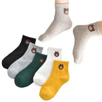 5 Pairs/Lot Baby Boys Winter Socks Bear Kids Spring Autumn Cotton Breathable Keep Warm Children Girls Solid Color Sock