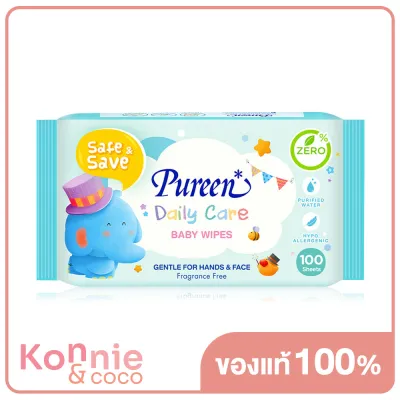 Pureen Daily Care Baby Wipes 100 Sheets เพียวรีเดลี่แคร์เบบี้ไวพ์