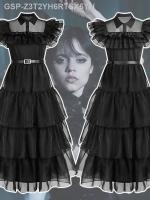 ที่ได้♠☾Vestido Gótico Preto Sem Mangas Para Meninas Friday Addams Cosplay Trajes Do Filme A Festa De Halloween As Mulheres