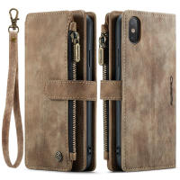 iPhone XS Max Wallet Case , RUILEAN Durable PU Leather Magnetic Flip Lanyard Strap Wristlet Zipper Card Holder Phone Case for iPhone XS Max