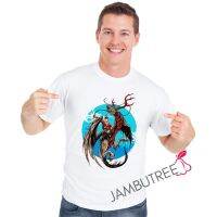 เสื้อยืดผ้าฝ้ายเสื้อยืดผ้าฝ้าย เสื้อยืดคริสต์มาสJambutree Cool Santa Claus Riding Dragon Tattoo Art Graphic Unisex T-Shirt Christmas St