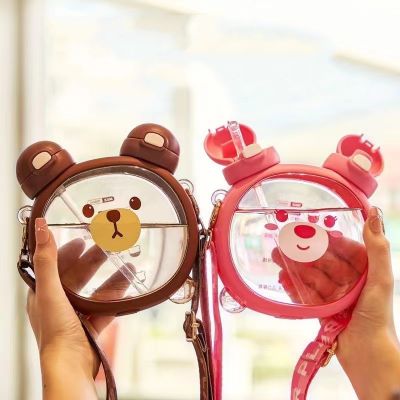 Drinkware Kawaii Double Drinking Portable Water Cup For ChildrenS Summer Fall Resistant Straw Water Bottle
