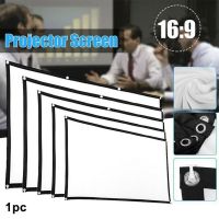 16:9 No Crease Foldable Projection Screen Portable White Projector Curtain 60/72/84/100 Inch for Home Theater Outdoor/Indoor Use