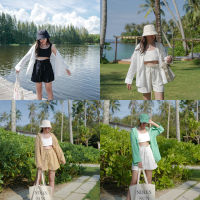 ชุดเช็ต SET JENNY สุดคุ้ม SET 4ชิ้น เสื้อครอป + กางเกงขาสั้น+เสื้อเชิ้ต +หมวก