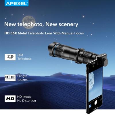 APEXEL Optic โทรศัพท์เลนส์กล้องโทรศัพท์มือถือ36X เลนส์กล้องโทรทรรศน์เทเลโฟโต้ Monocular + Selfie ขาตั้งสำหรับ IPhone Huawei สมาร์ทโฟนทุกแบบTH