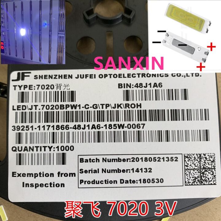 hot-k-100ชิ้น-ล็อต-jufei-led-แบบ-smd-7020-3v-0-7w-240ma-คูลไวท์10000-13000k-สำหรับการใช้งานไฟด้านหลังทีวี