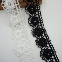 Cusack 3 Meter 3.5 CM Lace Ribbon Trim for Costumes Home Textiles Applique Off White Black Fabric DIY Crafts Sewing