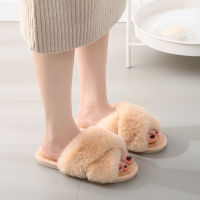 Autumn Winter Faux Fur Slippers Warm Fluffy Home Slippers Women Cozy Slides Ladies Soft Furry Flat Shoes Woman Indoor Slipper