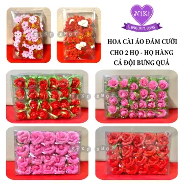 Có sẵn] Cài áo hai hoa hồng xanh đỏ/ Hoa cài áo cưới/ Phụ kiện áo