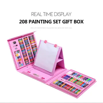 Drawing Art kit with Double Sided Trifold Easel Painting Supplies Includes  Oil Pastels Crayons Colored Pencils Watercolor Cakes - AliExpress