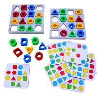 Shape Matching Puzzle Geometric Shape Matching Game Puzzle for Color Learning Color Sensory Educational Toy Sensory Board Game for Kids Children lovely