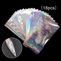 18pcs Fish Scale Lure Stickers 20*10cm Flasher Dodger Lure Reflective Holographic Fishing Lure Tape Silver Laser DIY Fish Skin Chrome Trim Accessories