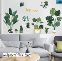 Wallpaperสติกเกอร์ ลายใบไม้สีเขียว สไตล์นอร์ดิก สำหรับติดตกแต่งสติ๊กเกอร์ติดผนังตกแต่งห้อง(B)