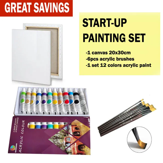 Starter Start up Art Kit Acrylic Painting Set with easel art set with ...