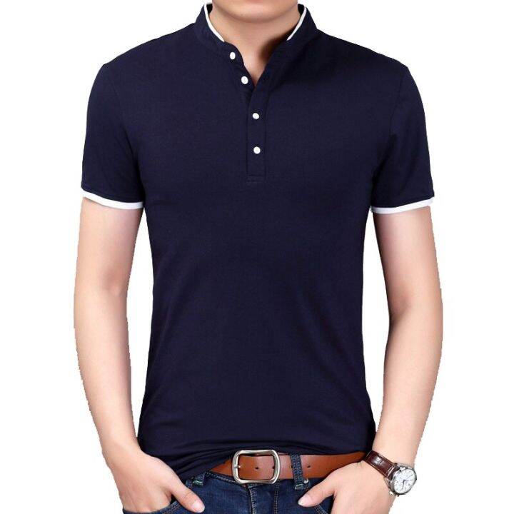 hot11-browon-summer-fashion-brand-clothing-men-t-shirt-short-sleeve-mandarin-collar-cal-tshirt-men-2023-new-arrival