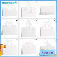 EASYEAH 50Pcs ใหม่ บุคคลที่โปรดปราน อุปกรณ์จัดงานแต่งงาน บัตรหมายเลขโต๊ะ ชื่อลูกไม้สีขาว เลเซอร์กลวง การ์ดอวยพร