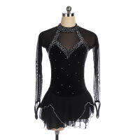 Nasinaya Figure Skating Dress Customized Competition Ice Skating Skirt for Girl Women Kids black velvet shiny Gymnastics