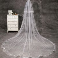 2T Satin Edge Wedding Veil Cover Face Bridal Veils With Comb Cheap Strong Edge Bride Veil Wholesale Price Hair Accessories