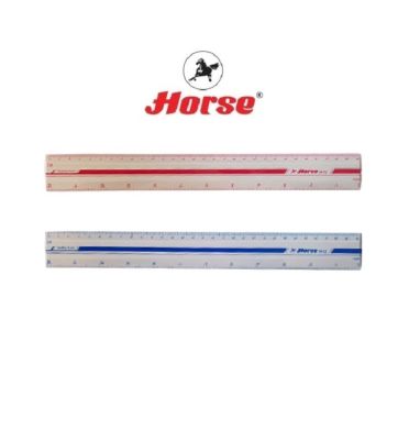 HORSEตราม้า ไม้บรรทัดพลาสติก ขนาด12 นิ้วH-12- คละสี (จำนวน 12 อัน)