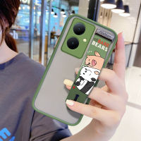 Mop Mall สำหรับ Vivo Y78 Y78 5G + 5G พร้อมนาฬิกาข้อมือด้านหลังฝ้าเคสหมี Bare Bears ลายการ์ตูนเคสใส่โทรศัพท์ขอบนิ่มฝาครอบป้องกันเลนส์เต็มรูปแบบเคสโทรศัพท์บางเฉียบ