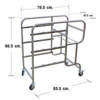 WQO รถเข็นเก็บจาน BH-5642 รถเคลียร์จาน รถเข็นศูนย์อาหารพร้อมกระบะ 3 ชั้นพร้อมเป็นถังขยะไปในตัว ที่ใส่ขยะ  Trash can