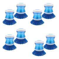 8Pcs Dish Brush with Soap Dispenser for Dishes Pot Pan Kitchen Sink Scrubbing Cleaning Washing Cleaner Holder Blue