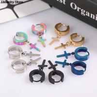 Hot5Colors Titanium Steel Black Gold Silver Color Cross Stud Earrings For Men Women Jewelry Multicolor