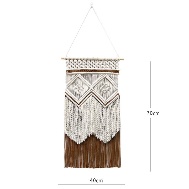 แขวนผนัง-macrame-พรมเชือกผ้าฝ้ายแฮนด์เมดศิลปะโบฮีเมียนสำหรับตกแต่งห้องพักหอพักห้องนอนตกแต่งผนังหัวเตียง