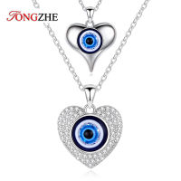 Tongzhe Fashion Blue Evil Eye Necklace 925 Sterling Silver Charm Blue Stone Eye Choker Necklace for Women Turkey Jewlery