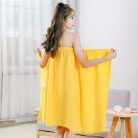 Velcro Strapless Bath Dress Coral Fleece Thickening Water Absorption Wearable Bath Towel Home Wraps For Women Men