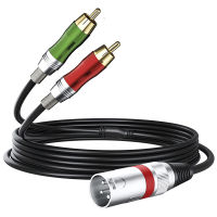 2RCA เป็น XLR ตัวผู้/ตัวเมีย Y Splitter สายเคเบิลเสริม XLR สายต่อสายออดิโอปลั๊กตัวแปลง RCA