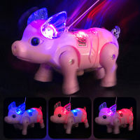 【cw】Electric Walking Singing Musical Light Pig Toy with Leash Interactive Kids Toy Electronics Robot Gift Birthday Xmas Decor 3