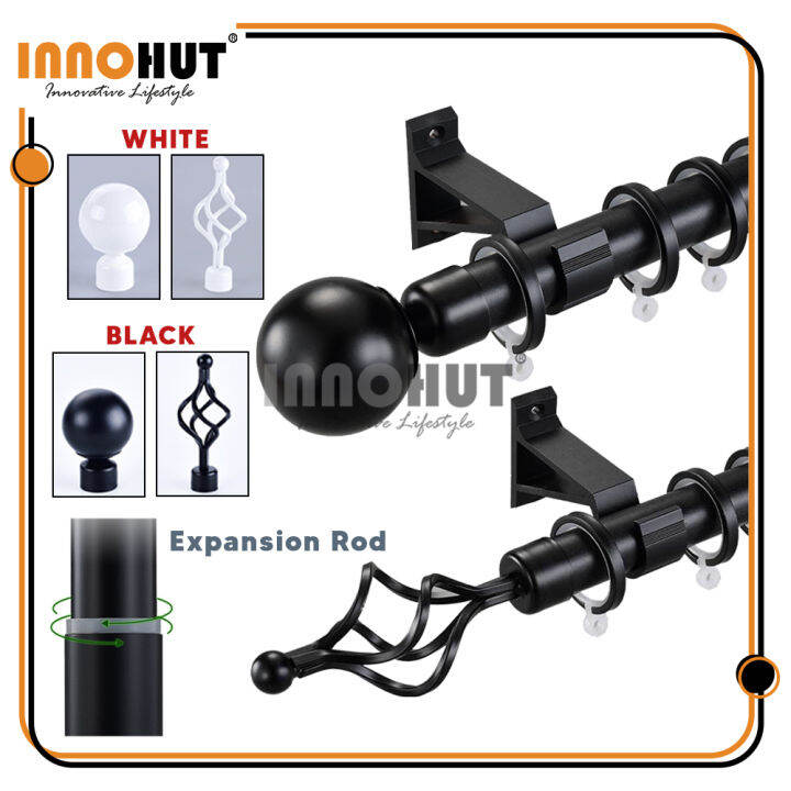 [FULL SET EXTENDABLE ROD] Extendable Curtain Rod With End Cap Finial