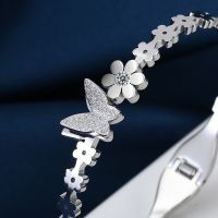 [COD] version of the simple diamond-encrusted butterfly bracelet womens titanium steel manufacturers directly supply stainless open zircon