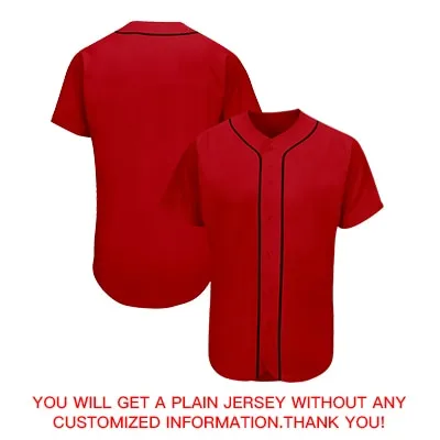 Wholesale Baseball Jersey Plain Button-Down Tee Shirts Men/Adults Hip Hop Softball Uniform for