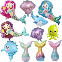 【Fun party】 Mermaid Ocean Marine Life Theme Party BalloonsBirthday Party Decorations Baby Shower Decor Helium Globos Kids Toy