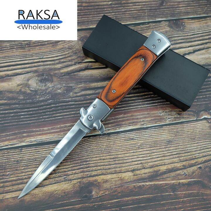 raksa-wholesale-nb024-black-brown-มีดพับ-มีดพก-มีดเดินป่า-italian-knives-italian-stiletto-knife-folding-knife-3cr13-ขนาด-22-5cm-มีที่เหน็บ