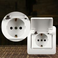 ✸❂✤ EU Regulations Standard Wall Power Outlet Splash Socket With Cover Waterproof OA810FC Outdoors Cover Wall Socket 16A 250V